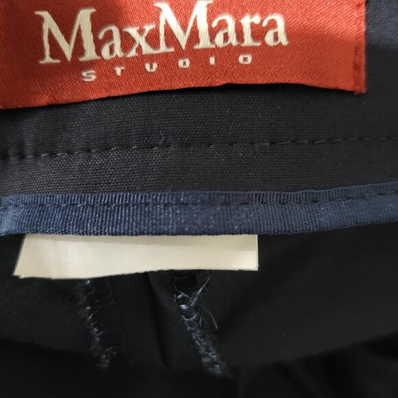 Max Mara Ankle Zip Pant Blue Navy Mid Rise All Seasons Trouser Dress Slim Size 2 - Picture 7 of 15